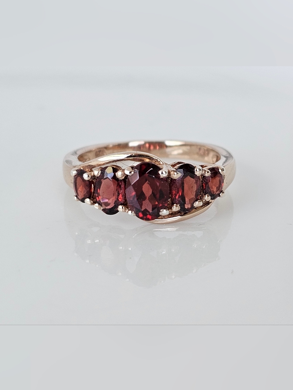 Natural Red Garnet Ring 18k Rose Gold Vermeil Size 8!